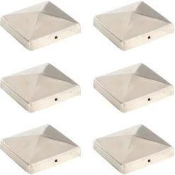 TRUE DEAL Bouchons De Poteau De Clôture Pyramidaux 6 Pcs Inox 101x101 Mm