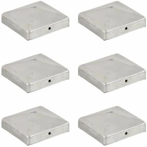 HAPPYSHOPPING Bouchons De Poteau De Cloture 6 Pcs Metal Galvanise 91x91 Mm 1 HAPPYSHOPPING Bouchons De Poteau De Cloture 6 Pcs Metal Galvanise 91x91 Mm