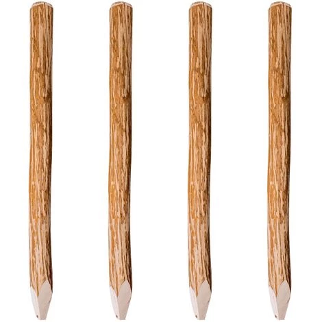 VidaXL Poteaux Pointus De Clôture 4 Pcs Bois De Noisetier 120 Cm - Brun 1 VidaXL Poteaux Pointus De Clôture 4 Pcs Bois De Noisetier 120 Cm - Brun