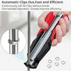 FONTAINEBLEAU Agrafeuse Automatique De Clôture De Pince De Circlips De Pince De Fil Avec 100PCS Anneaux Galvanisés De Type C Pour Des Mailles Et Des Filets De Clôture Cages，Fonepro -Grillage et accessoire Soldes 56494054 3