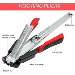 CHANCEY Pince à Anneau De Cochon Outil Avec 2 Pièce C Clips Agrafes, Pince A Grillage Avec Agrafe Pour Fixation Grillage Cloture Grillage Fin Poulet Maille,SEMAket,rouge -Grillage et accessoire Soldes 56773378 3