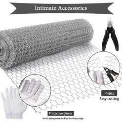 JOORRT Grillage à Poules Hexagonal Galvanisé - 7 M X 04 M - Pour Travaux Manuels Ou Décoration D'intérieur - Avec Pince Coupante Et Gants -Grillage et accessoire Soldes 59171100 3