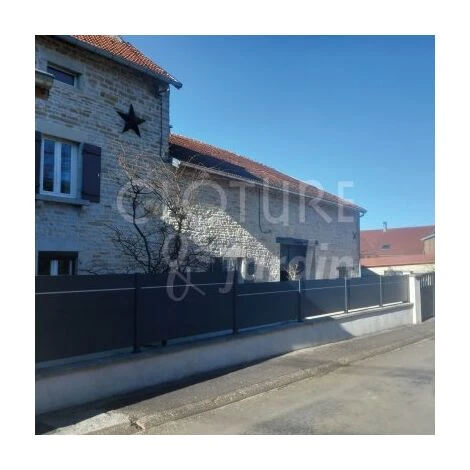 CLOTURE & JARDIN Kit Clôture Aluminium Gris Anthracite 12M - Pleine Avec Liseré - Sur Platines - 0,40 Mètre - Gris Anthracite (RAL 7016) 3 CLOTURE & JARDIN Kit Clôture Aluminium Gris Anthracite 12M - Pleine Avec Liseré - Sur Platines - 0,40 Mètre - Gris Anthracite (RAL 7016) – Image 3