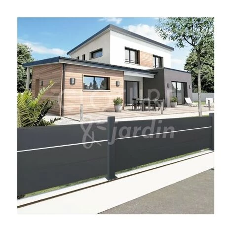 CLOTURE & JARDIN Kit Clôture Aluminium Gris Anthracite 12M - Pleine Avec Liseré - Sur Platines - 0,40 Mètre - Gris Anthracite (RAL 7016) 4 CLOTURE & JARDIN Kit Clôture Aluminium Gris Anthracite 12M - Pleine Avec Liseré - Sur Platines - 0,40 Mètre - Gris Anthracite (RAL 7016) – Image 4