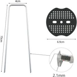 GALOZZOIT 40pcs Piquets De Jardin En U Avec 40 Rondelles Piquet Fixation Toile Paillage Piquets En Métal Pour Jardinage Fixer Bâche Anti-Mauvaises Herbes (15x4cm / φ3mm) -Grillage et accessoire Soldes 59853904 3