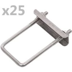 SUPERMARKET Ensemble De 25 Connecteurs En U Pour Poteau De Clôture 60x40 Mm