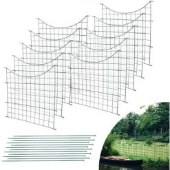 VINGO Clôture D'étang Portail De Jardin Enclos Pour Animaux Clôture De Camping Protection D'arbre Clôture à Barreaux Clôture De Jardin 22pcs. - Vert